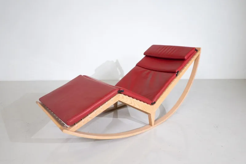 Hot Pamono Red Canapo Rocking Chair attributed to Franco Albini for Cassina, Italy, 2010