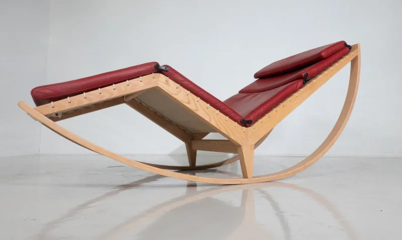 Hot Pamono Red Canapo Rocking Chair attributed to Franco Albini for Cassina, Italy, 2010