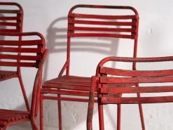 Pamono Red Garden Chairs, 1920s, Set of 4> Garden Seating