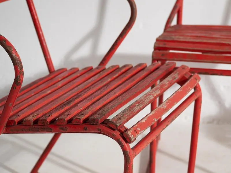 Pamono Red Garden Chairs, 1920s, Set of 4> Garden Seating