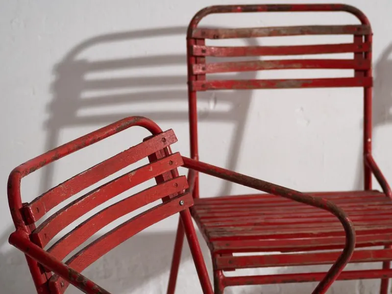 Pamono Red Garden Chairs, 1920s, Set of 4> Garden Seating