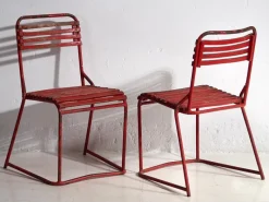 Pamono Red Garden Chairs, 1920s, Set of 4><noscript><img width=
