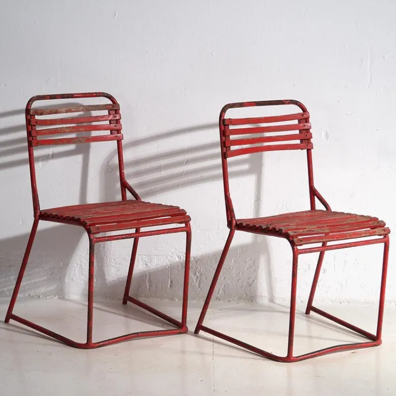 Pamono Red Garden Chairs, 1920s, Set of 4> Garden Seating