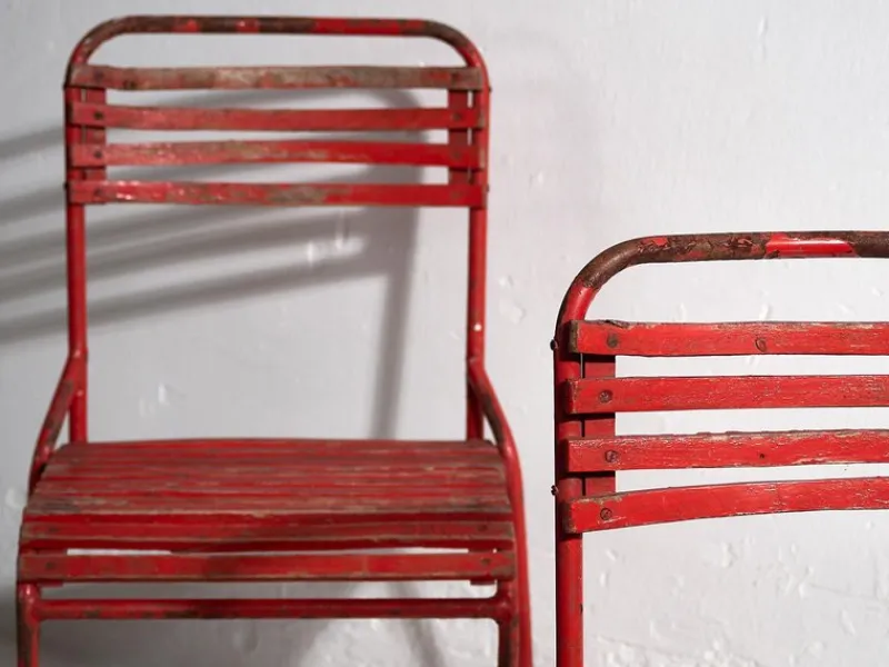 Pamono Red Garden Chairs, 1920s, Set of 4> Garden Seating