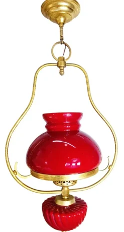 Pamono Red Hanging Lamp, 1940s> Ceiling Lights