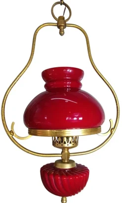 Pamono Red Hanging Lamp, 1940s><noscript><img width=