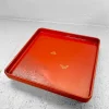 New Pamono Red Lacquered Tray with Embossed Decoration, Japan, 1930s