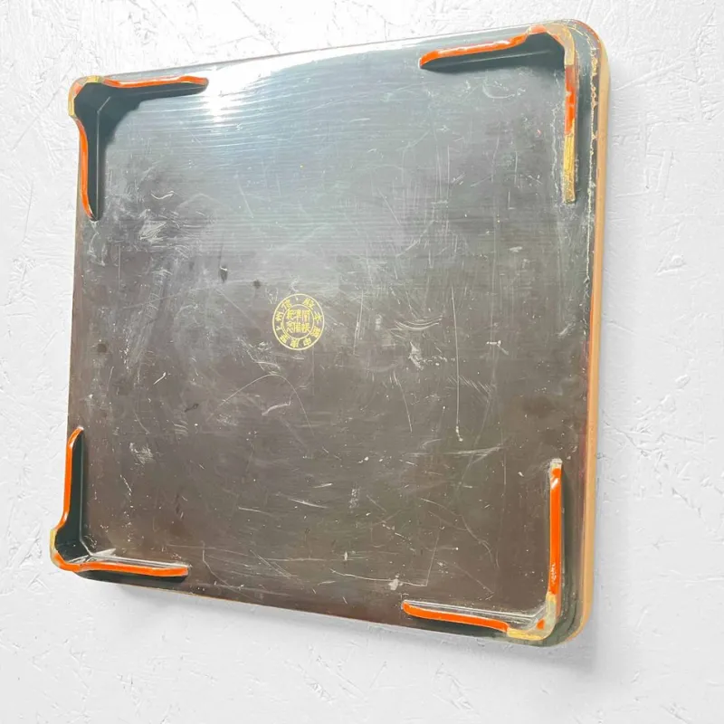 New Pamono Red Lacquered Tray with Embossed Decoration, Japan, 1930s