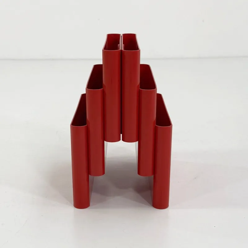 Pamono Red Magazine Rack by Giotto Stoppino for Kartell, 1970s> Magazine Racks