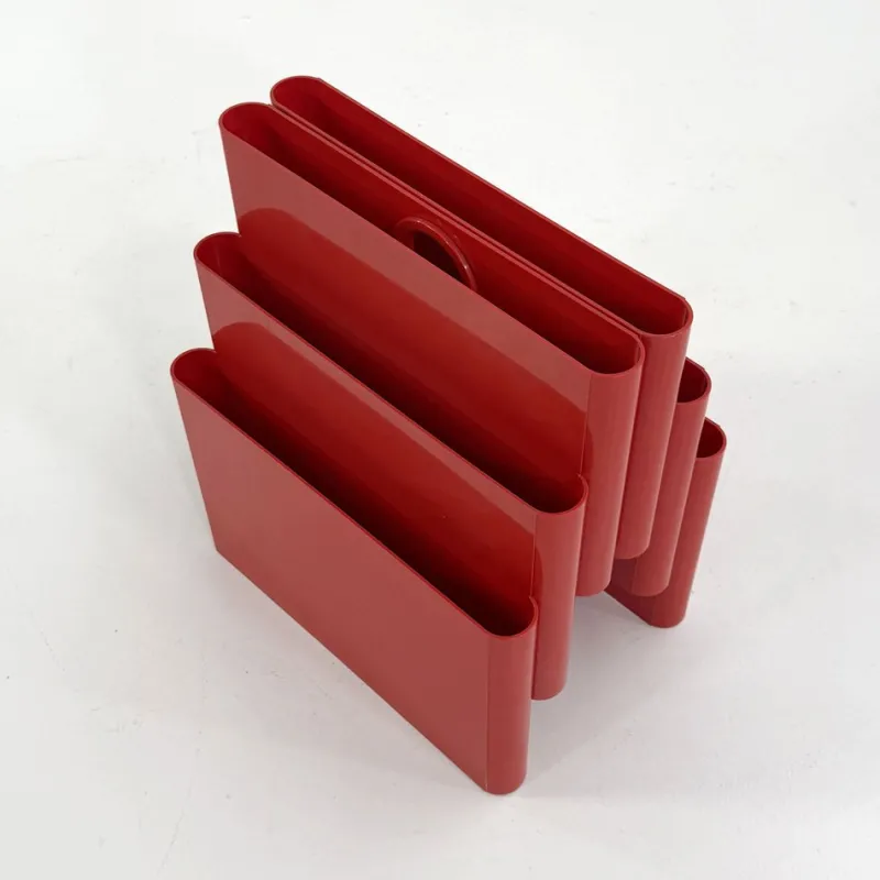Pamono Red Magazine Rack by Giotto Stoppino for Kartell, 1970s> Magazine Racks