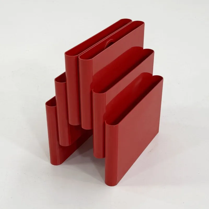Pamono Red Magazine Rack by Giotto Stoppino for Kartell, 1970s> Magazine Racks