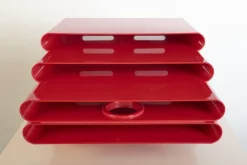 Pamono Red Magazine Rack by Giotto Stoppino for Kartell, 1970s><noscript><img width=