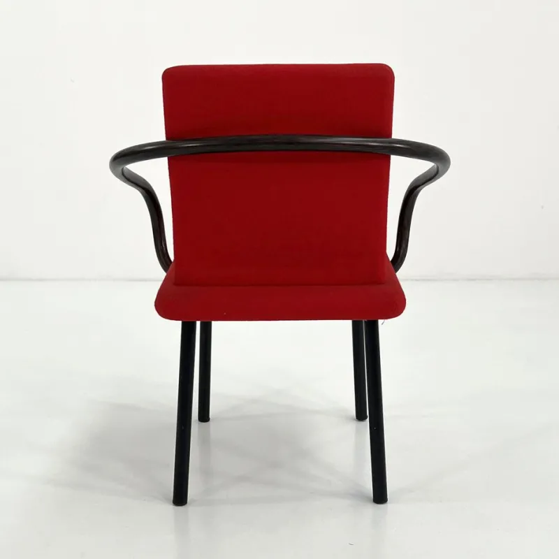 Pamono Red Mandarin Chair by Ettore Sottsass for Knoll, 1980s> Lounge Chairs & Armchairs