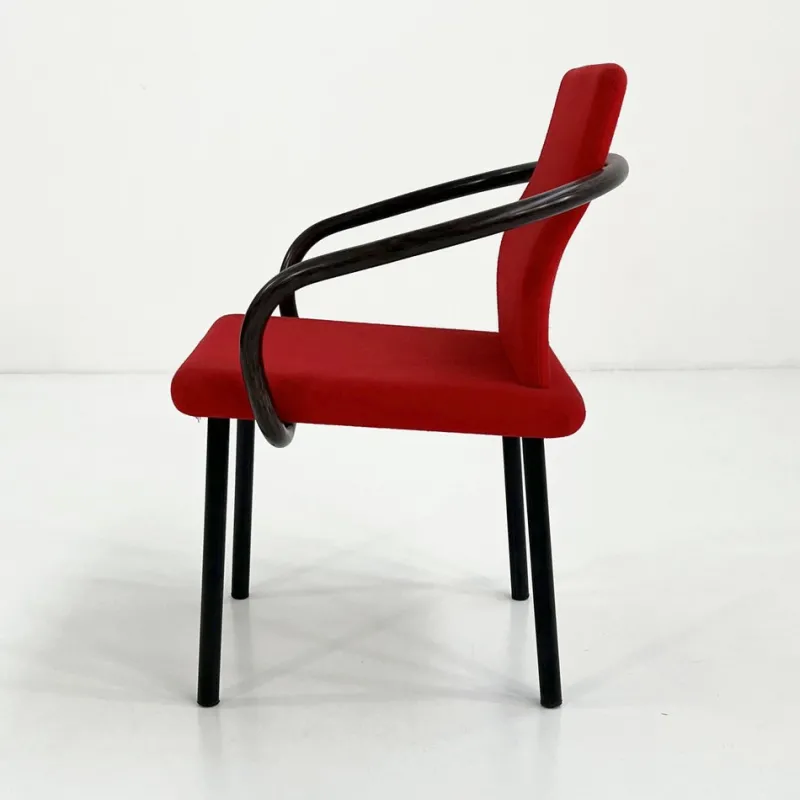 Pamono Red Mandarin Chair by Ettore Sottsass for Knoll, 1980s> Lounge Chairs & Armchairs