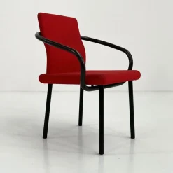 Pamono Red Mandarin Chair by Ettore Sottsass for Knoll, 1980s><noscript><img width=
