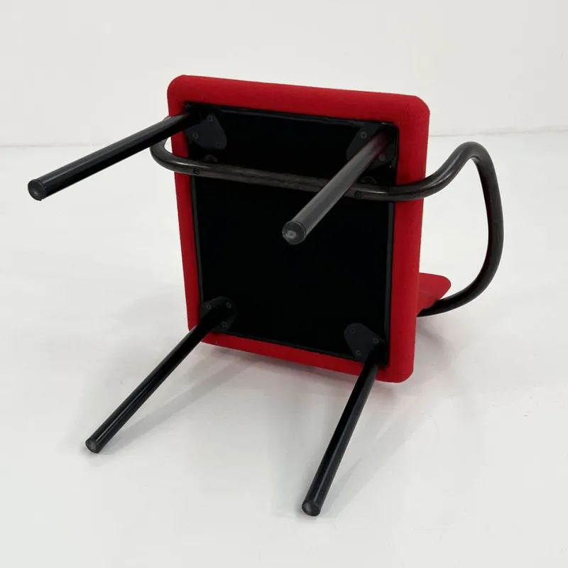 Pamono Red Mandarin Chair by Ettore Sottsass for Knoll, 1980s> Lounge Chairs & Armchairs