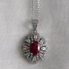 Pamono Red Ruby Silver Pendant, 1990s> Necklaces