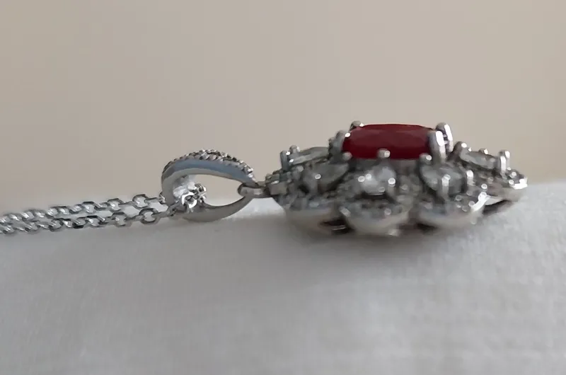 Pamono Red Ruby Silver Pendant, 1990s> Necklaces