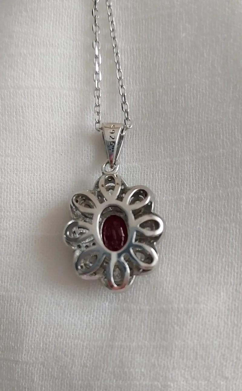 Pamono Red Ruby Silver Pendant, 1990s> Necklaces
