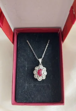 Pamono Red Ruby Silver Pendant, 1990s><noscript><img width=