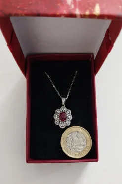 Pamono Red Ruby Silver Pendant, 1990s><noscript><img width=