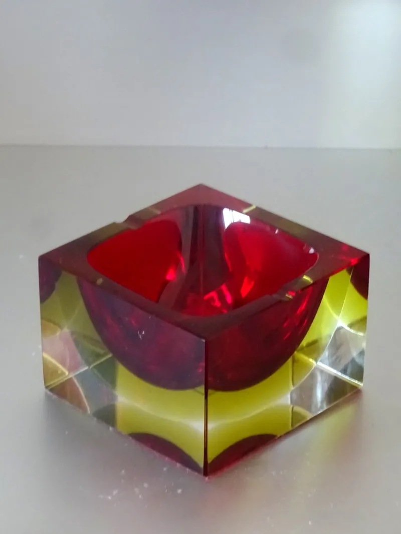 Pamono Red Submerged Murano Glass Bowl, 1960s> Bowls