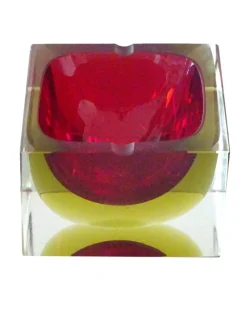 Pamono Red Submerged Murano Glass Bowl, 1960s><noscript><img width=