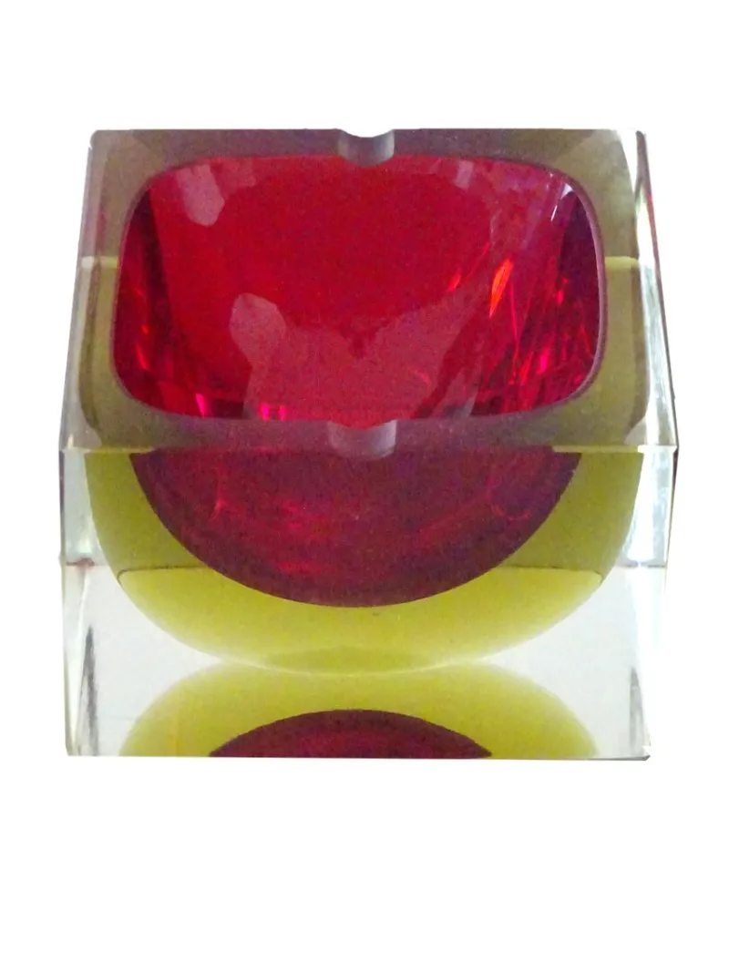 Pamono Red Submerged Murano Glass Bowl, 1960s> Bowls