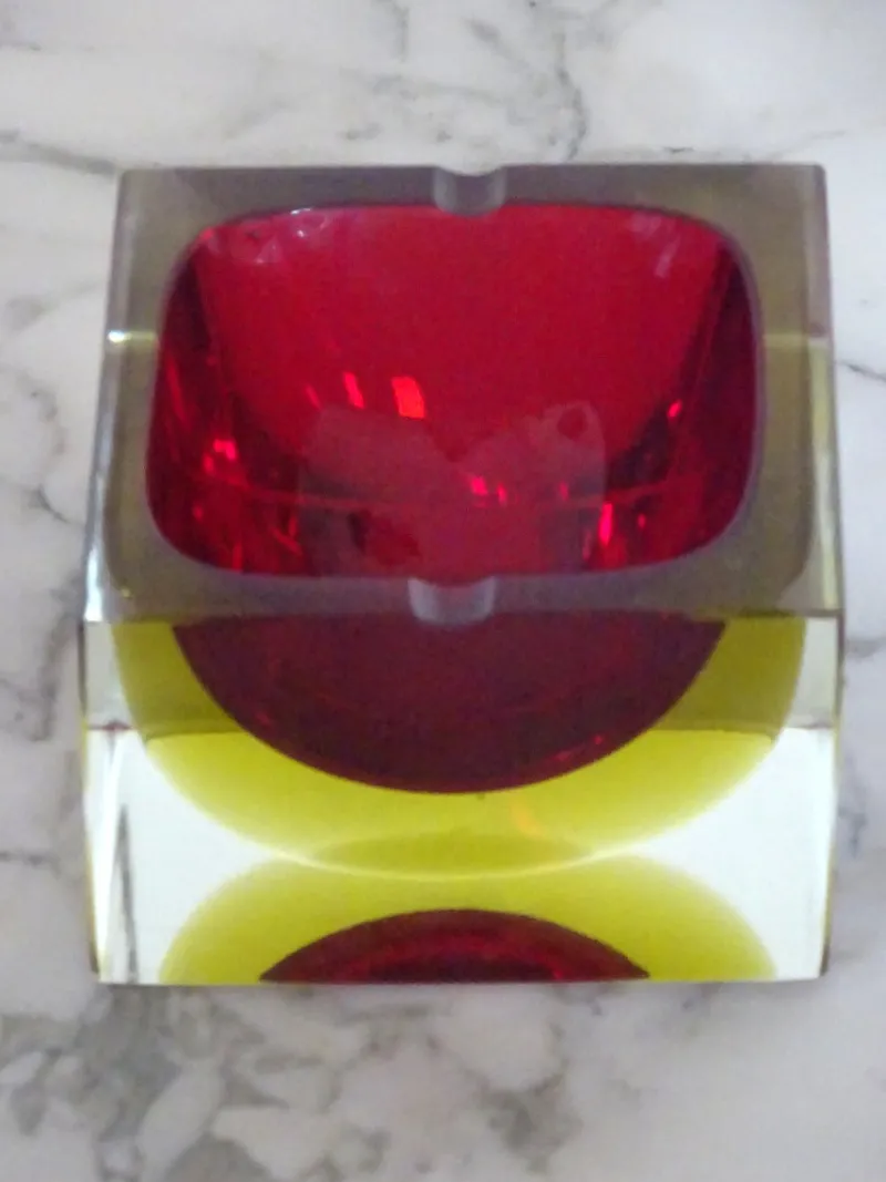 Pamono Red Submerged Murano Glass Bowl, 1960s> Bowls