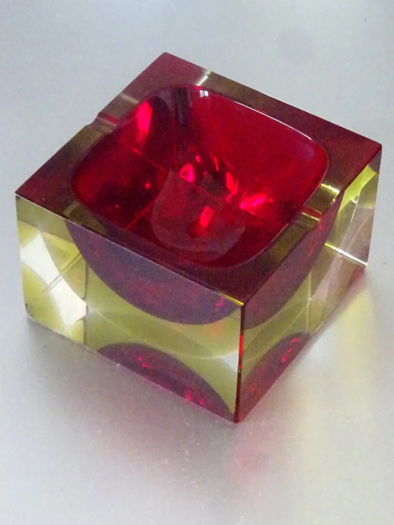Pamono Red Submerged Murano Glass Bowl, 1960s> Bowls