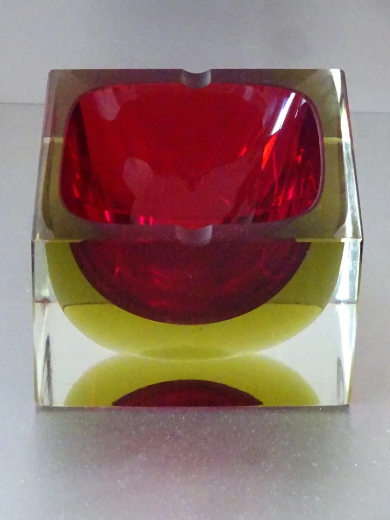 Pamono Red Submerged Murano Glass Bowl, 1960s> Bowls