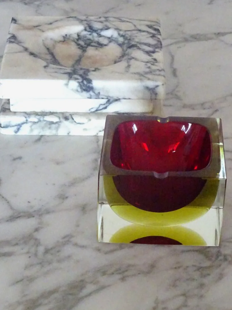 Pamono Red Submerged Murano Glass Bowl, 1960s> Bowls