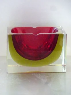 Pamono Red Submerged Murano Glass Bowl, 1960s><noscript><img width=