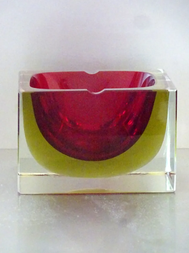 Pamono Red Submerged Murano Glass Bowl, 1960s> Bowls