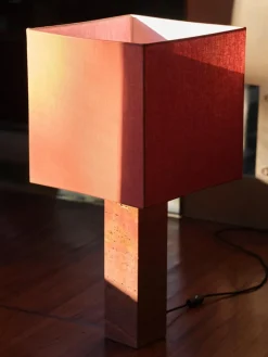 Pamono Red Travertine Large Roma 1 Square Table Lamp by Nassi><noscript><img width=