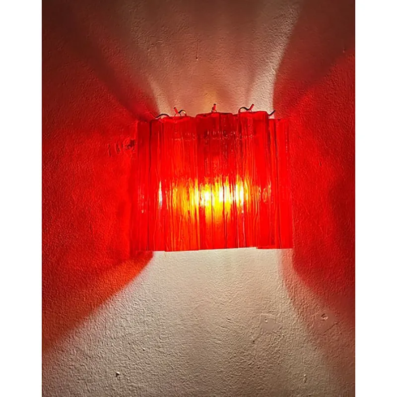 Outlet Pamono Red Tronchi Murano Style Glass Wall Sconces by Simoeng, Set of 2