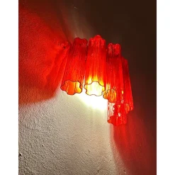 Outlet Pamono Red Tronchi Murano Style Glass Wall Sconces by Simoeng, Set of 2