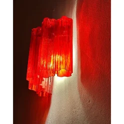 Outlet Pamono Red Tronchi Murano Style Glass Wall Sconces by Simoeng, Set of 2
