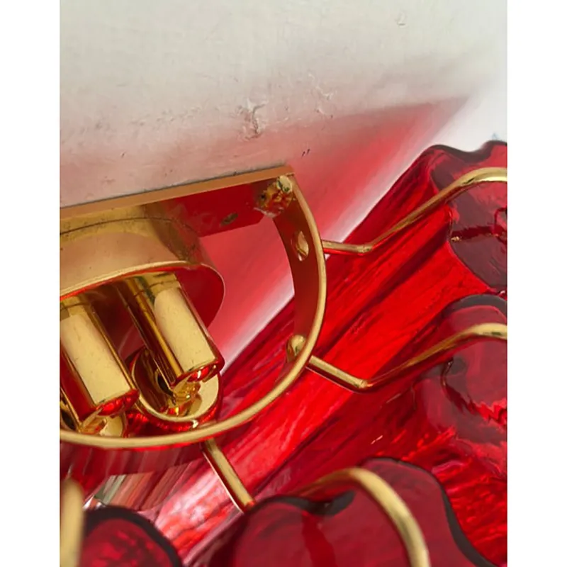 Outlet Pamono Red Tronchi Murano Style Glass Wall Sconces by Simoeng, Set of 2