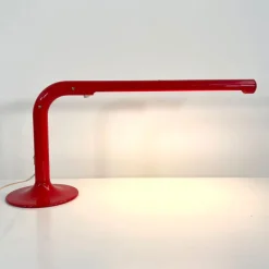 Pamono Red Tube Table Lamp by Anders Pehrson for Ateljé Lyktan, 1970s> Table Lamps