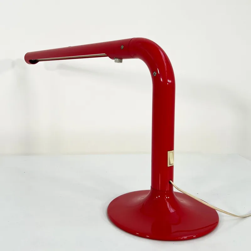 Pamono Red Tube Table Lamp by Anders Pehrson for Ateljé Lyktan, 1970s> Table Lamps