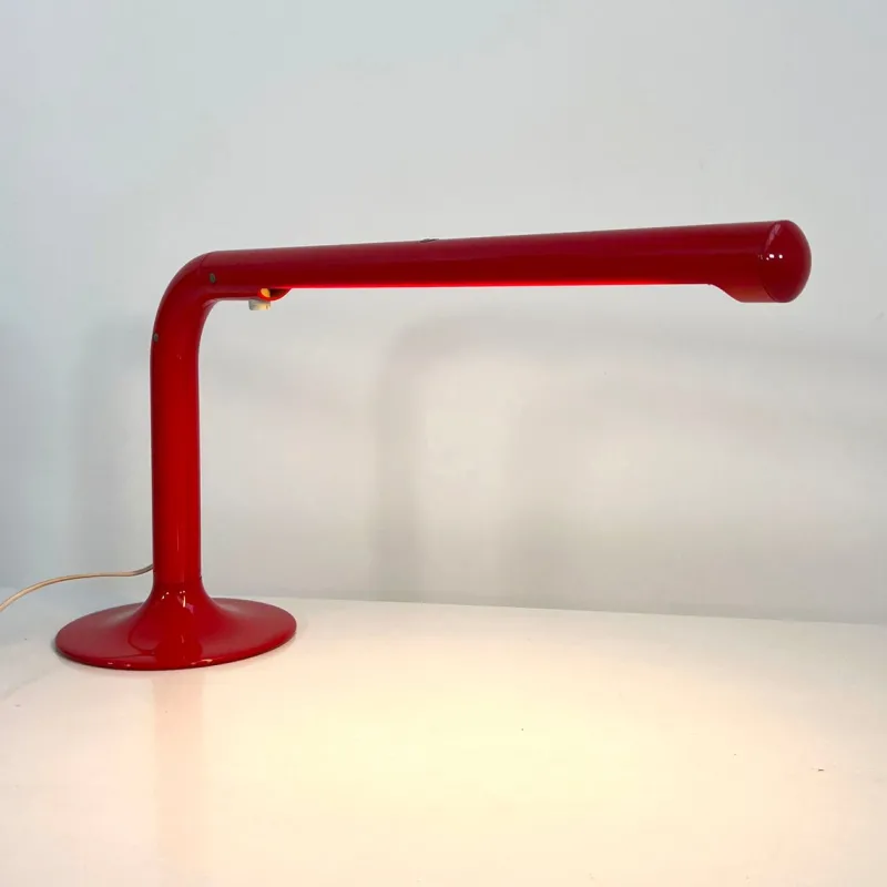 Pamono Red Tube Table Lamp by Anders Pehrson for Ateljé Lyktan, 1970s> Table Lamps