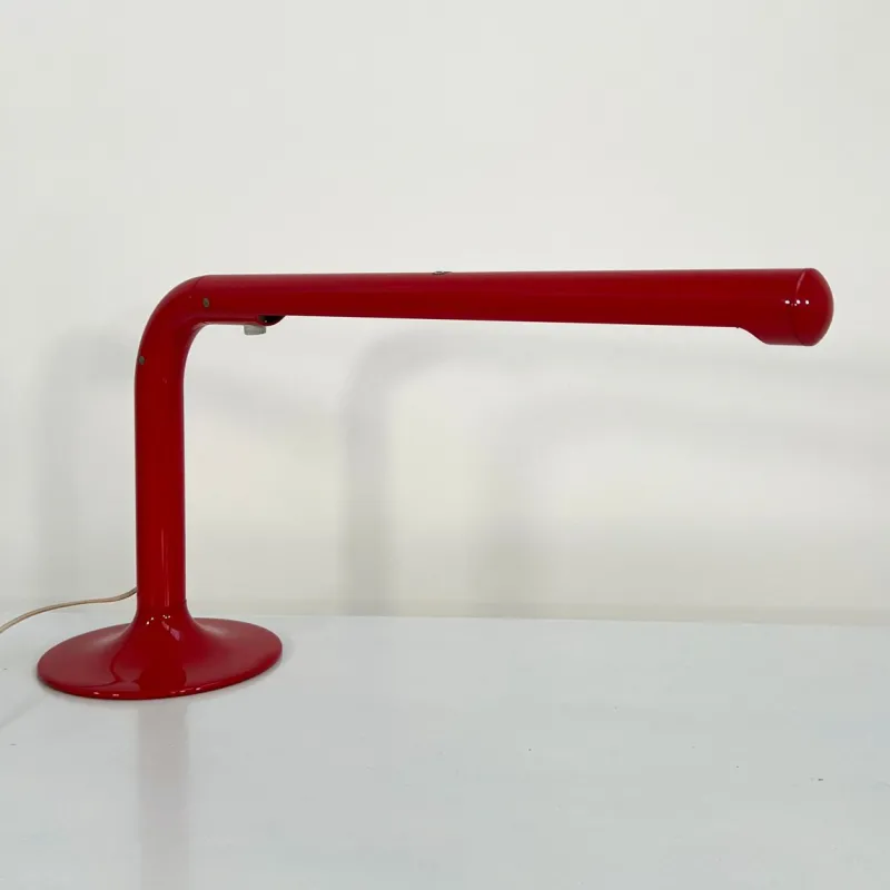 Pamono Red Tube Table Lamp by Anders Pehrson for Ateljé Lyktan, 1970s> Table Lamps