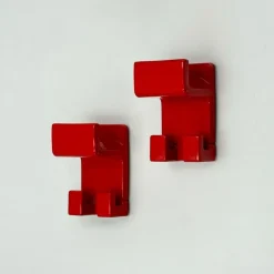 Pamono Red Wall Hooks by Makio Hasuike for Gedy, 1970s, Set of 2> Racks, Hooks & Valets