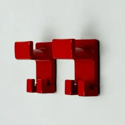 Pamono Red Wall Hooks by Makio Hasuike for Gedy, 1970s, Set of 2><noscript><img width=
