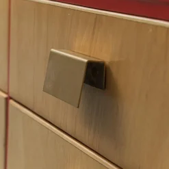 New Pamono Red Wooden Chest of Drawers, 1960s