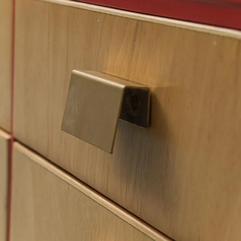 New Pamono Red Wooden Chest of Drawers, 1960s