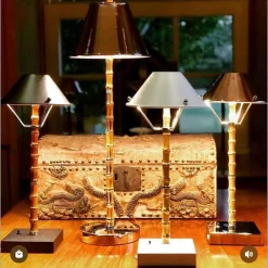 Discount Pamono Refilling Table Lamp in Steel and Bamboo by Isander Borges