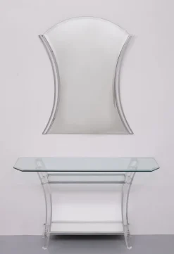 New Pamono Regency Console Table and Mirror in Chrome, 1970s, Set of 2