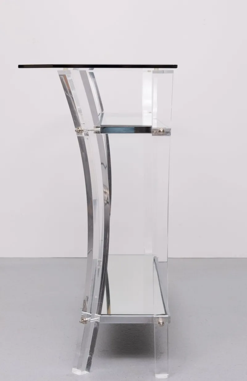 New Pamono Regency Console Table and Mirror in Chrome, 1970s, Set of 2